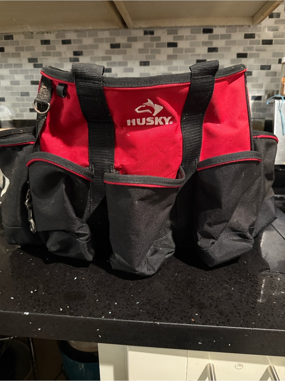 Sky Red and Black Tool Organizer Tote
